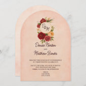 Invitation Mariage d'aquarelle florale de Bourgogne (Devant / Derrière)