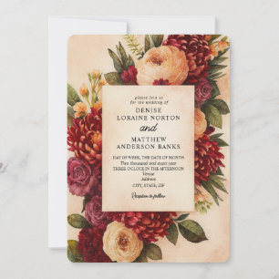 Invitation Mariage d'aquarelle florale de Bourgogne
