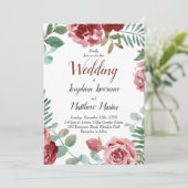 Invitation Mariage d'aquarelle florale de Bourgogne (Debout devant)