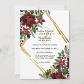 Invitation Mariage d'aquarelle florale de Bourgogne Gold Poin (Devant)