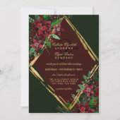 Invitation Mariage d'aquarelle florale de Bourgogne Gold Poin (Devant)