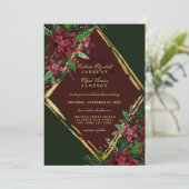 Invitation Mariage d'aquarelle florale de Bourgogne Gold Poin (Debout devant)