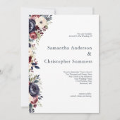 Invitation Mariage d'aquarelle florale de crème marine de Bou (Devant)