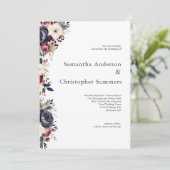 Invitation Mariage d'aquarelle florale de crème marine de Bou (Debout devant)