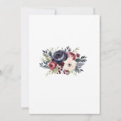 Invitation Mariage d'aquarelle florale de crème marine de Bou (Dos)