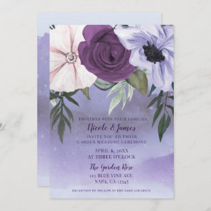 Invitation Mariage d'aquarelle florale de lavande violette mo