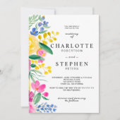 Invitation Mariage d'aquarelle florale de pays brillant (Devant)