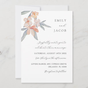 Invitation Mariage d'aquarelle florale de Pêche & Sage modern