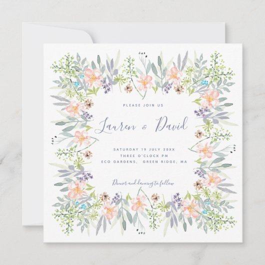 Invitation Mariage d'aquarelle florale de prairie (Devant)