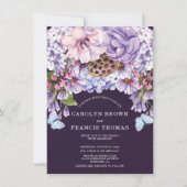 Invitation Mariage d'aquarelle florale de prune violette (Devant)