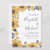 Invitation Mariage d'aquarelle florale de tournesol moderne (Devant)