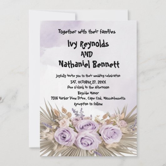 Invitation Mariage d'aquarelle florale d'hiver (Devant)
