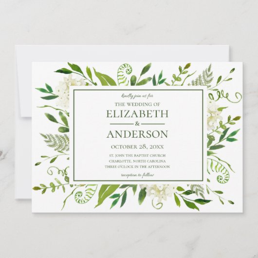 Invitation Mariage d'aquarelle florale d'Hydrangea blanc (Devant)