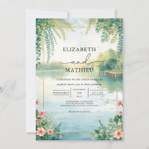 Invitation Mariage d'aquarelle florale Ethereal Pond