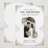 Invitation Mariage d'aquarelle florale gris personnalisé (Devant / Derrière)