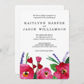 Invitation Mariage d'aquarelle florale moderne (Devant / Derrière)