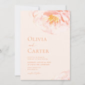 Invitation Mariage d'aquarelle florale moderne Peach (Devant)