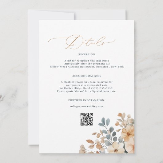 Invitation Mariage d'aquarelle florale moelleuse (Dos)