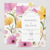 Invitation Mariage d'aquarelle florale Pastel (Devant / Derrière)