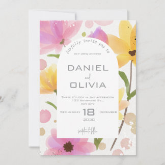 Invitation Mariage d'aquarelle florale Pastel