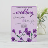 Invitation Mariage d'aquarelle florale pourpre (Debout devant)