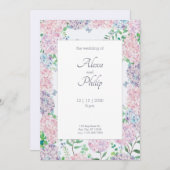 Invitation Mariage d'aquarelle florale pourpre (Devant / Derrière)