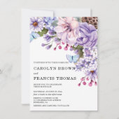 Invitation Mariage d'aquarelle florale pourpre (Devant)