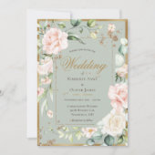 Invitation Mariage d'aquarelle florale Sage Green Blush (Devant)