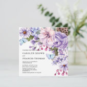 Invitation Mariage d'aquarelle florale violet (Debout devant)