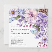 Invitation Mariage d'aquarelle florale violet (Devant)