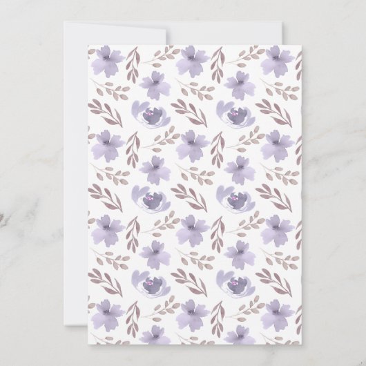 Invitation Mariage d'aquarelle florale violet moderne (Dos)