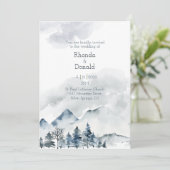 Invitation Mariage d'aquarelle Foggy Mountain (Debout devant)