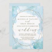 Invitation Mariage d'aquarelle géométrique (Devant / Derrière)