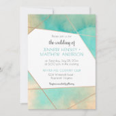 Invitation Mariage d'aquarelle géométrique Turquoise et d'aqu (Devant)