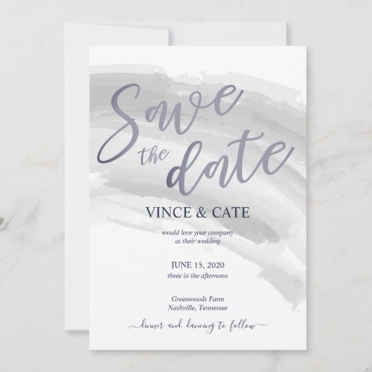 Invitation Mariage d'aquarelle gris bleu moderne (Devant)
