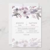 Invitation Mariage d'aquarelle gris lavande rose (Devant)