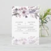 Invitation Mariage d'aquarelle gris lavande rose (Debout devant)