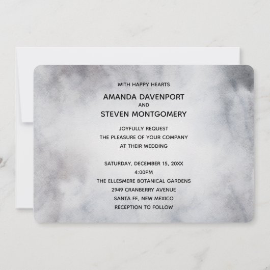 Invitation Mariage d'aquarelle gris-rustique (Dos)
