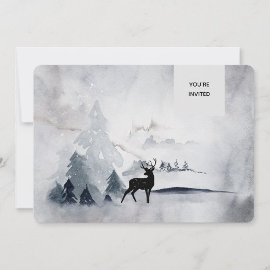 Invitation Mariage d'aquarelle gris-rustique (Devant)