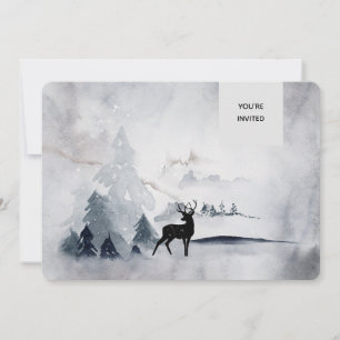 Invitation Mariage d'aquarelle gris-rustique