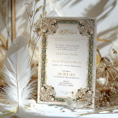 Invitation Mariage d'aquarelle islamique Emerald Gold