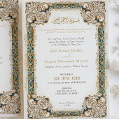 Invitation Mariage d'aquarelle islamique Emerald Gold