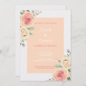 Invitation Mariage d'aquarelle jaune et orange (Devant / Derrière)