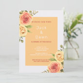 Invitation Mariage d'aquarelle jaune et orange (Debout devant)