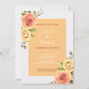 Invitation Mariage d'aquarelle jaune et orange