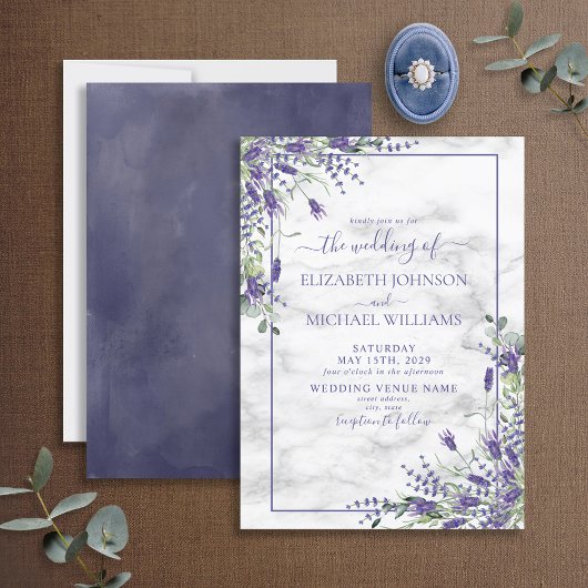 Invitation Mariage d'aquarelle Lavender Eucalyptus Green