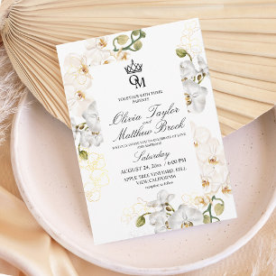 Invitation Mariage d'aquarelle Lux White Orchids