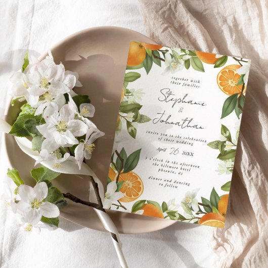 Invitation Mariage d'aquarelle mandarin orange