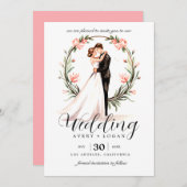 Invitation mariage d'aquarelle mariée et mariée (Devant / Derrière)