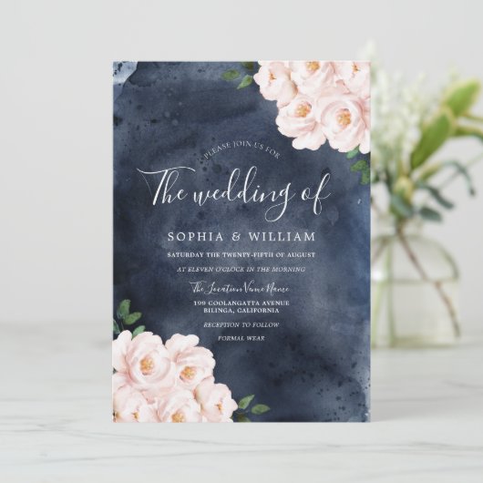 Invitation Mariage d'aquarelle marine (Debout devant)